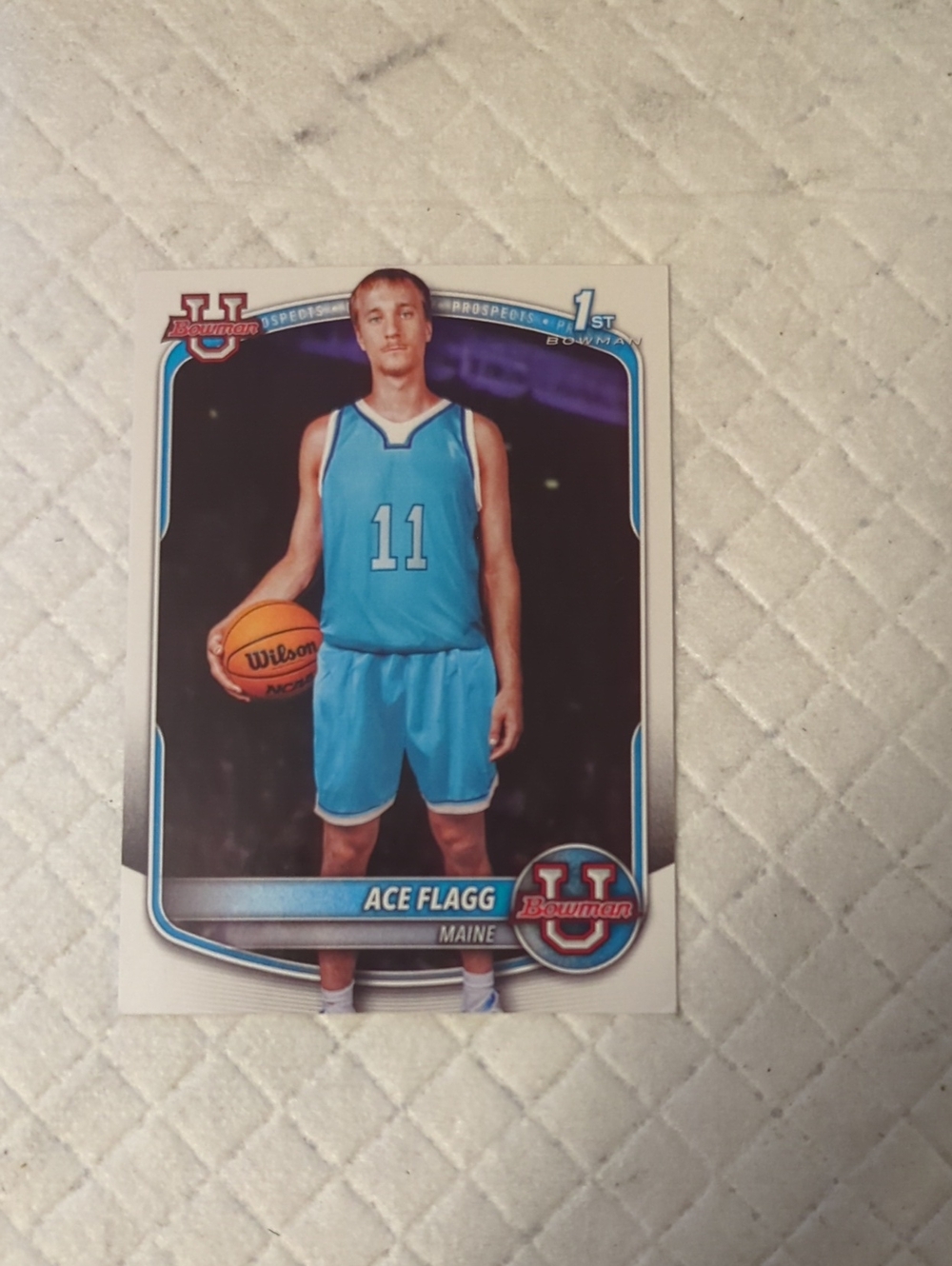 Ace Flagg Maine Basketball Trading Card - Blue